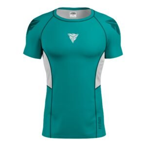 BJJ Ranked Rash Guard Teal/White
