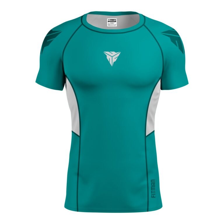BJJ Ranked Rash Guard Teal/White
