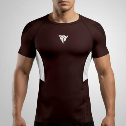 Ranked BJJ Rash Guard - Chocolate White