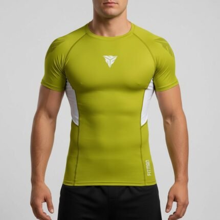 Fitman BJJ Ranked Rash Guard Men - Neon/White