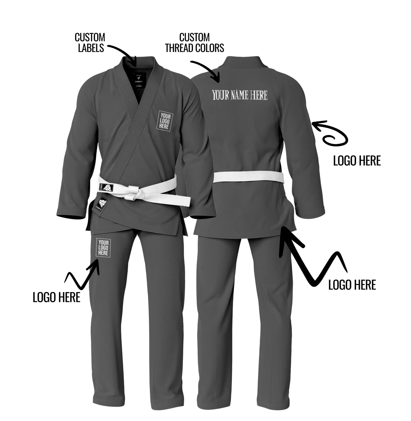 Premium Custom Name/Logo Brazilian Jiu Jitsu Gi ( Grey BJJ GI )