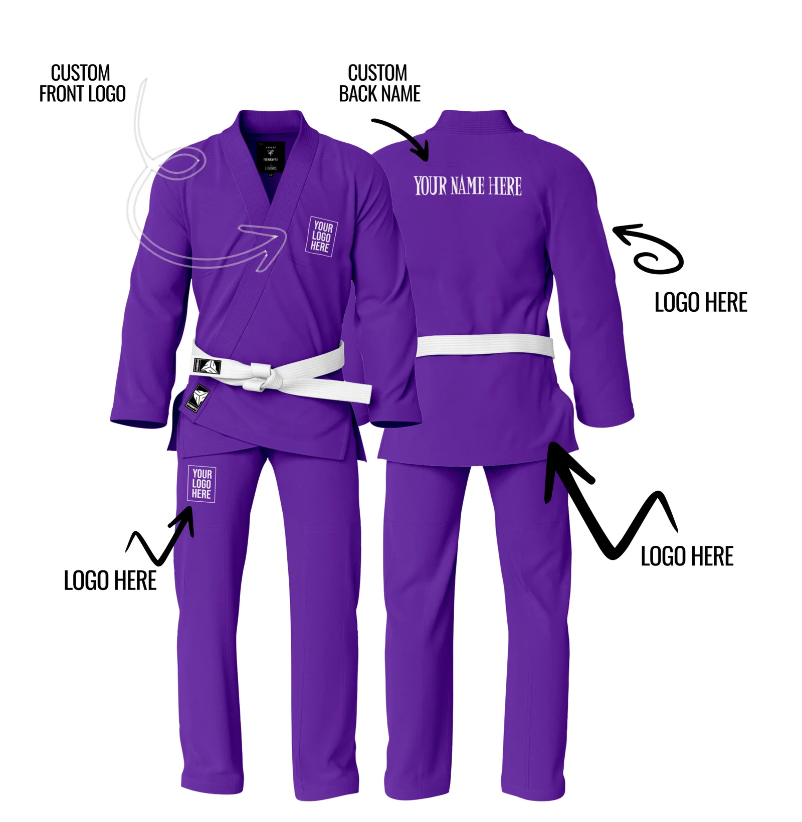 Custom Name/Logo Purple Jiu Jitsu Gi (purple bjj gi)