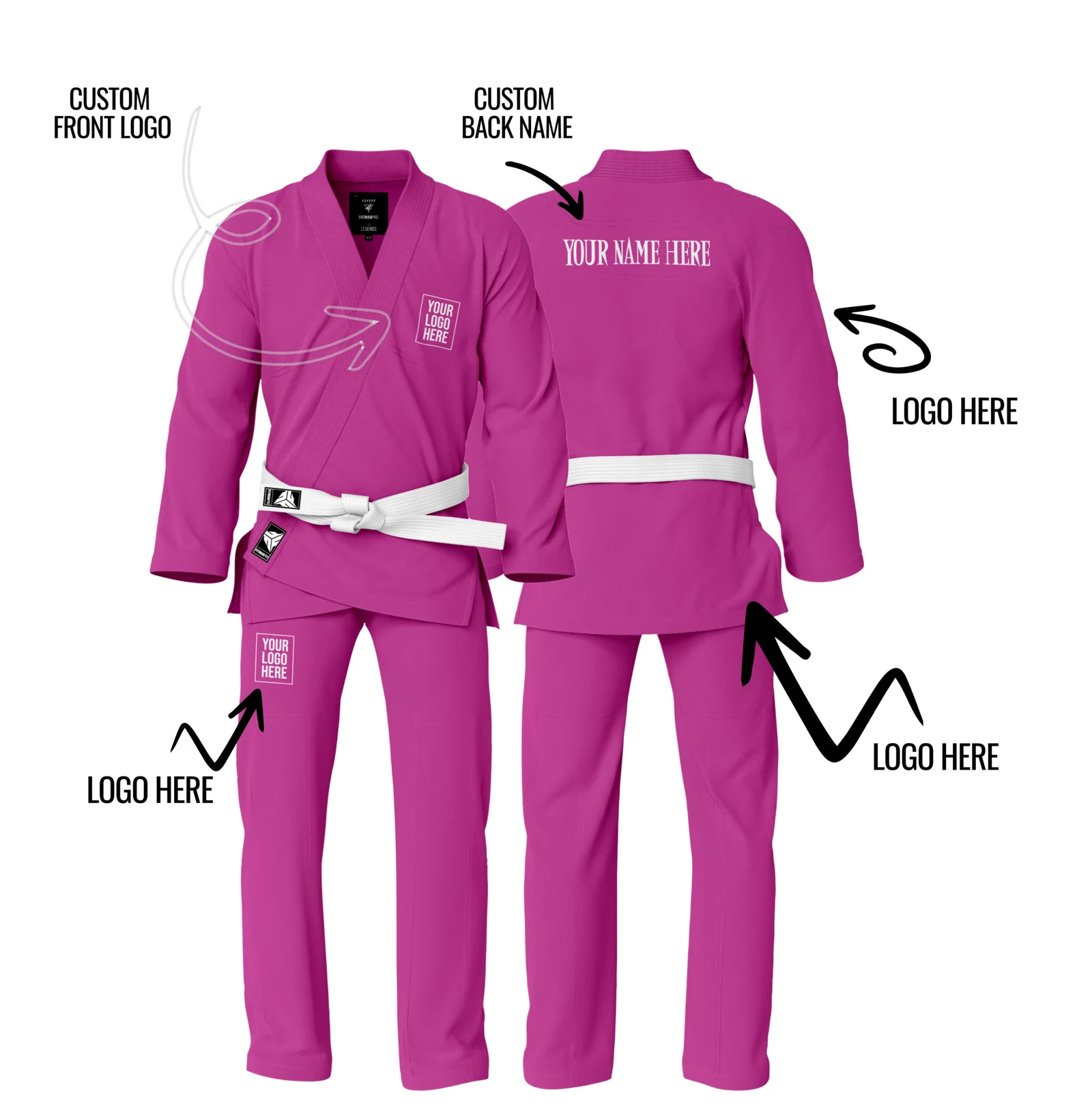 Custom Name/Logo Pink BJJ Gi – Men / Women