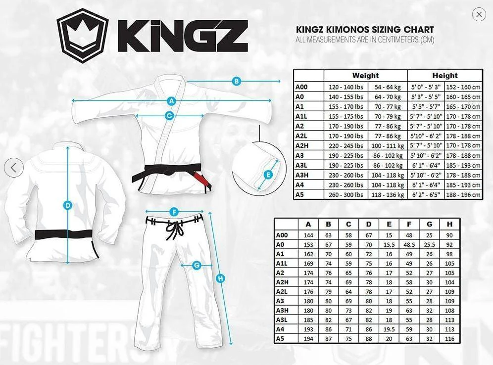 BJJ Gi Size Chart